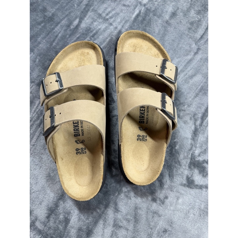 Birkenstock Arizona Rugged Sandals Women 39 Regular Faded Khaki Leather NWOB